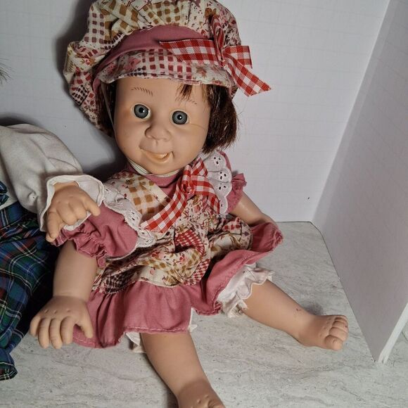 Gi-Go Boy Doll Plaid Outfit, & Girl Doll Red Outfit, Smiles on Both Baby Doll's - Picture 6 of 7